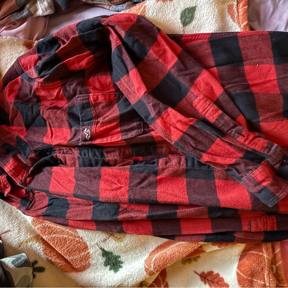 SOLD Hollister Red and Black Checkered Shirt